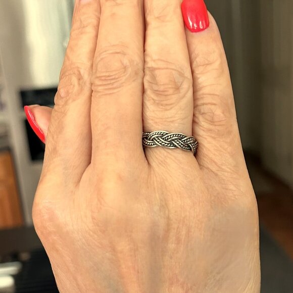 New Sterling Silver 925 Weave Band Ring Size 8 - Picture 3 of 4